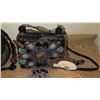 Image 4 : 2 New Mary Frances Beaded Bags: Half Moon w/Feathers, "Kismet" (Black/Blue)