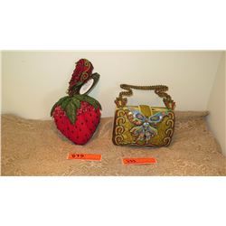 2 New Mary Frances Beaded Bags: "Strawberry Fields" and Green Satin Brocade