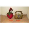 Image 1 : 2 New Mary Frances Beaded Bags: "Strawberry Fields" and Green Satin Brocade