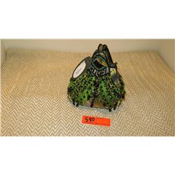 New Mary Frances Beaded Handbag: "Abracadabra" Green Silk Pouch w/Contrast Beads/Jewels