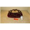 Image 1 : New Mary Frances Beaded Handbag: Crimson Damask Burn-Out Velvet