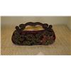Image 5 : New Mary Frances Beaded Handbag: Crimson Damask Burn-Out Velvet