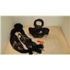 Image 1 : New Mary Frances Beaded Handbag: Black Satin w/Beaded Handles and Black Scarf