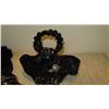 Image 2 : New Mary Frances Beaded Handbag: Black Satin w/Beaded Handles and Black Scarf