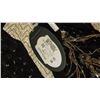 Image 4 : New Mary Frances Beaded Handbag: Black Satin w/Beaded Handles and Black Scarf
