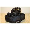 Image 5 : New Mary Frances Beaded Handbag: Black Satin w/Beaded Handles and Black Scarf