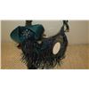 Image 2 : New Mary Frances Beaded Handbag: Teal Satin w/Draped Beads