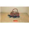 Image 3 : New Mary Frances Beaded Handbag: Pink Velvet w/Blue-Jeweled Contrast Band