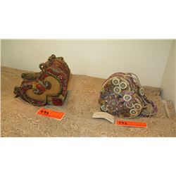 2 New Mary Frances Beaded Handbags: Heart Shaped Paisley and Heart Shaped Mauve