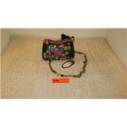 New Mary Frances Beaded Bag: "Mariposa" Black Embroidered Satin w/Butterfly