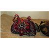 Image 3 : 2 New Mary Frances Beaded Handbags: Oval "Masquerade" and Cranberry w/Silver Metalwork