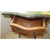 Image 12 : Burl Wood Bombe Chest Side Table w/Green Marble Top 32x13x28