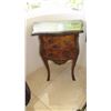Image 1 : Burl Wood Bombe Chest Side Table w/Green Marble Top 32x13x28