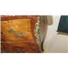 Image 5 : Burl Wood Bombe Chest Side Table w/Green Marble Top 32x13x28