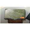 Image 8 : Burl Wood Bombe Chest Side Table w/Green Marble Top 32x13x28