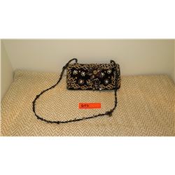 New Mary Frances Beaded Bag: Black Velvet w/Gold Ocean Coral Motif