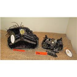 2 New Mary Frances Beaded Handbags: Black "Split Personality" and Black Bag