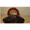 Image 2 : New Mary Frances Beaded Bag: Ochre/Amethyst Brocade w/Crystal Bead Handles