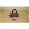 Image 1 : New Mary Frances Beaded Bag: Small "Tipsy" Blue Plaid Martini Motif
