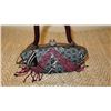 Image 2 : New Mary Frances Beaded Bag: Small "Tipsy" Blue Plaid Martini Motif