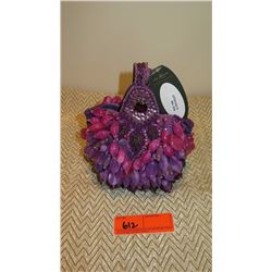 New Mary Frances Beaded Bag: "Ultraviolet" Pouch w/Lrg Purple/Cranberry Beads