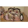 Image 2 : 2 New Mary Frances Beaded Bags: Lilac-Hued Faux Fur Pourch and "Sweetheart" Silk Bag