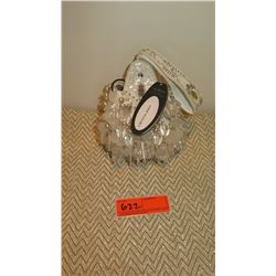 New Mary Frances Beaded Bag: "Crystal Ball" White Satin Pouch w/White Crystal Beads