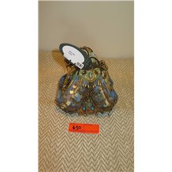 New Mary Frances Beaded Bag:  "Genie" Gold/Blue/Mauve Pleated Pouch