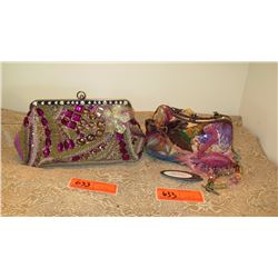2 New Mary Frances Beaded Bags: "Flight of Fantasy" Flamingo and Jewel-Toned Clutch