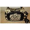 Image 2 : New Mary Frances Beaded Bag: Blk & White Dice Motif w/Dice Handles