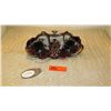 Image 1 : New Mary Frances Beaded Bag: Lt. Gray Fabric Clutch w/Crimson Accents