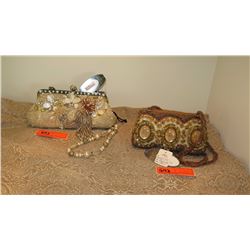 2 New Mary Frances Beaded Bags: Ivory "Now and Forever" Clutch and "Luster Bay"