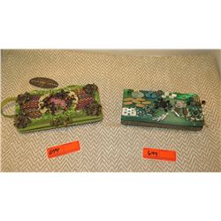 2 New Mary Frances Beaded Bags: Green Weave Pattern and Green Faux Leather