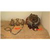 Image 1 : 2 New Mary Frances Beaded Bags: Brown/Blue Tapestry Pouch and Ivory Damask Clutch