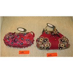 2 New Mary Frances Beaded Bags: Luminescent Pink/Red "Flambe" and "Cherry Cupcake"