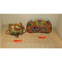 2 New Mary Frances Beaded Bags: Paisley  Uppsey Daisy  and Flamingo Purse