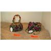 Image 1 : 2 New Mary Frances Beaded Bags: "Mariposa" Black Embroidered Satin and Green Oval