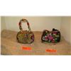 Image 2 : 2 New Mary Frances Beaded Bags: "Mariposa" Black Embroidered Satin and Green Oval
