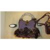 Image 2 : 2 New Mary Frances Beaded Bags: "Berry Beautiful" Plum Satin and Diagonal Patterned Bag