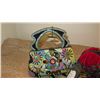 Image 2 : 2 New Mary Frances Beaded Bags: Psychedelic Mod Fabric and Red/Orange Velvet Bag