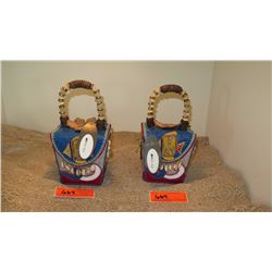 2 New Mary Frances Beaded Bags: Blue/Red Tropical Fish, Waves Take-Out-Box Style