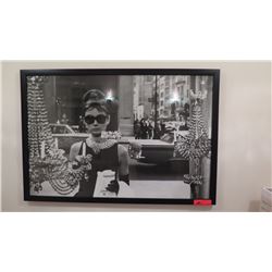 Framed Black & White Movie Poster: Audrey Hepburn  Breakfast at Tiffany's  38X26