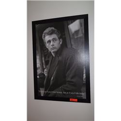 Framed Black & White Poster: James Dean 27X39