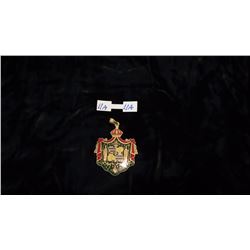 14K Gold Heirloom Pendant - Hawaiian Kingdom Crest Enameled Green/Red Gold 18g