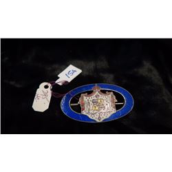Sterling Silver Heirloom Pin - Hawaiian Kingdom Crest Enameled Blue, White, Red