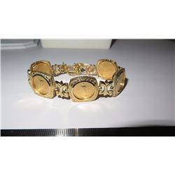 Bracelet with Five 1/10 oz American Eagle 22K Gold Coins in 14K Gold Link Setting