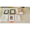 Image 1 : Qty 3 New White Shell Picture Frames, 2 Decorative Picture Frames, Woven Lauhala Gift Basket