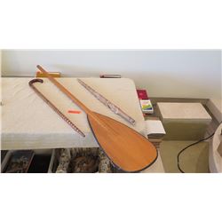 Wood Canoe Paddle, Carved Wood Spear, Wood Cane