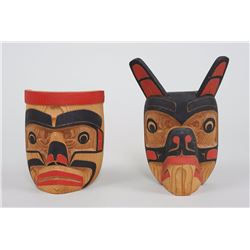 Two Northwest Coast Masks; Portrait Mask 5" H. 4" W. and Beaver Mask 7" H. 3 7/8" W.  Both in Good C