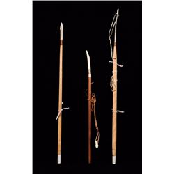 Three Walrus Ivory and Antler Harpoons 30" L. - 41" L.  Good Condition NOT ALLOWED TO SHIP OUTSIDE C